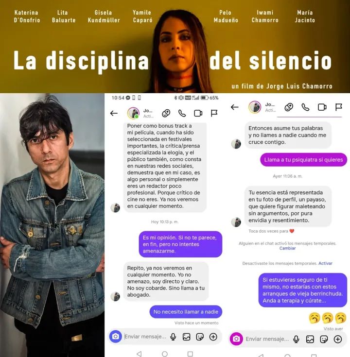 Director de «La disciplina del silencio» lanza amenaza  al crítico de cine Sayo&nbsp;Hurtado